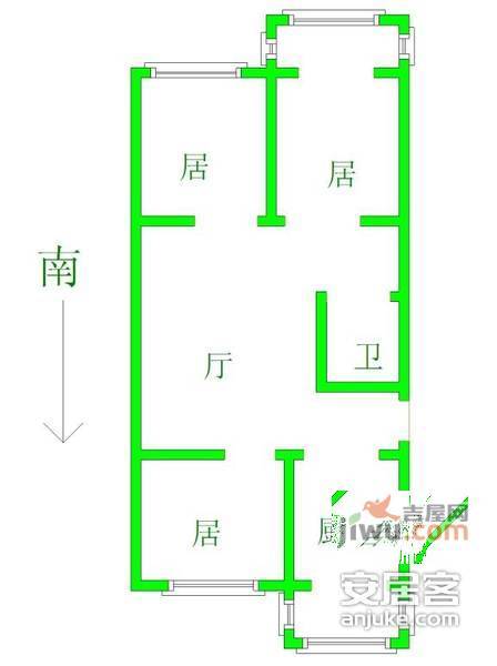 米兰弘丽园3室1厅1卫110㎡户型图