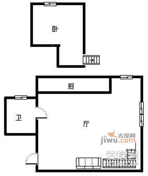 城市之星大厦1室1厅1卫48㎡户型图