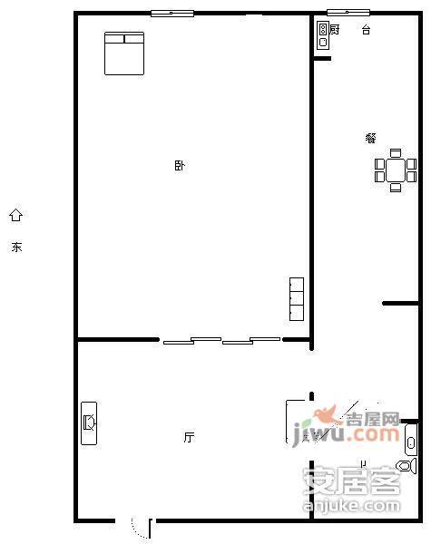 秋星里社区1室1厅1卫45㎡户型图