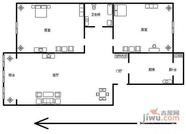 宝龙湾家园2室1厅1卫131㎡户型图