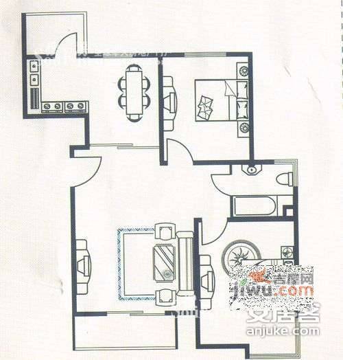 宝龙湾家园2室2厅1卫368㎡户型图