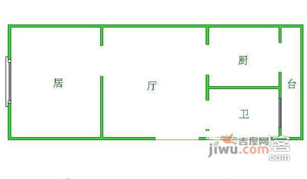 泊江东里1室1厅1卫43㎡户型图