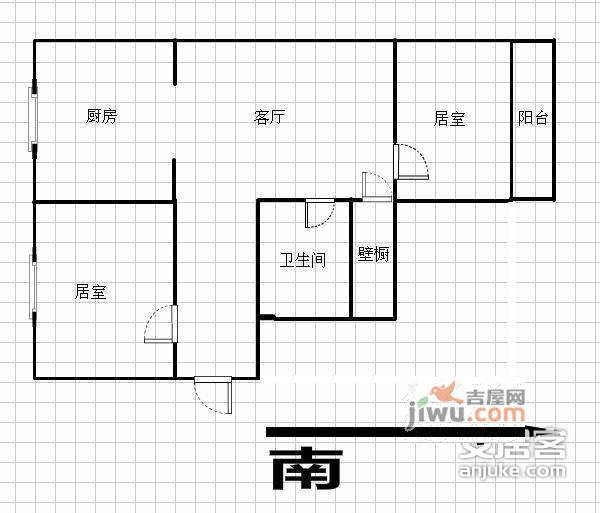 汇园里2室1厅1卫103㎡户型图