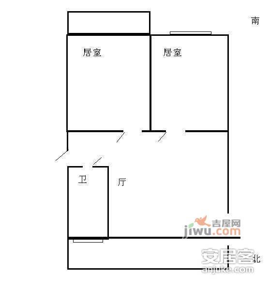 昌海公寓2室2厅1卫104㎡户型图