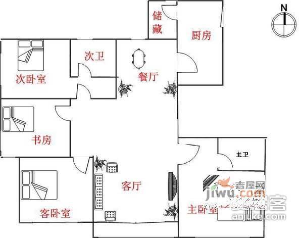 静徳花园4室2厅3卫168㎡户型图