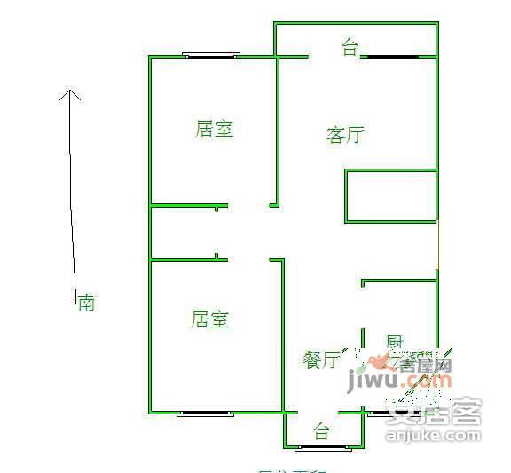 静徳花园2室2厅1卫122㎡户型图