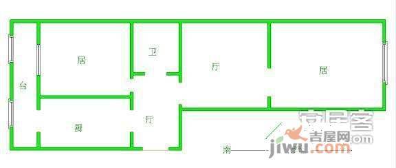 东舍宅2室1厅1卫75㎡户型图