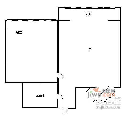 三戒里1室1厅1卫34㎡户型图