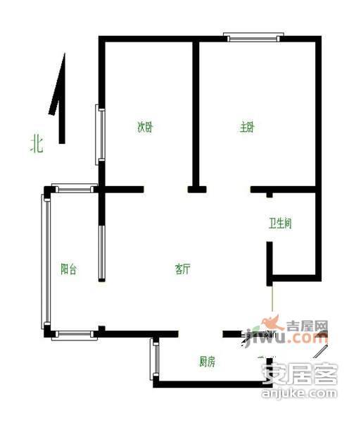 金庭里2室2厅1卫110㎡户型图