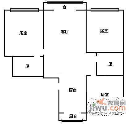 金品家园3室2厅2卫126㎡户型图