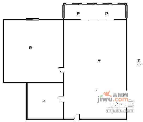 佳平里1室1厅1卫56㎡户型图