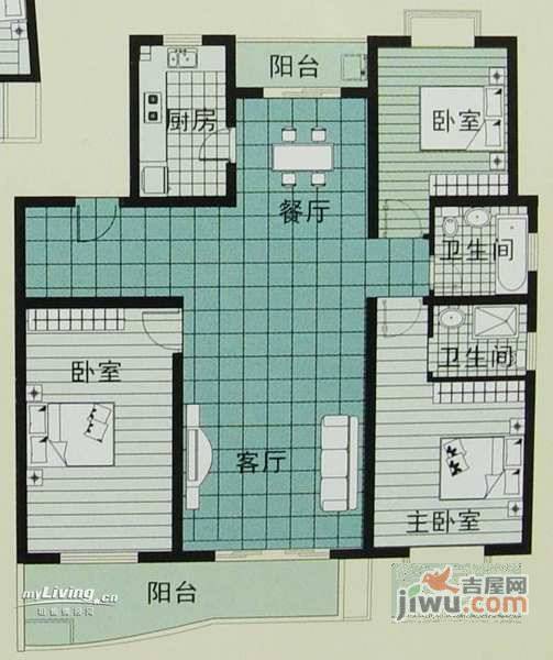 天江格调花园3室2厅2卫165㎡户型图