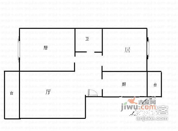 滨河庭苑2室2厅1卫158㎡户型图