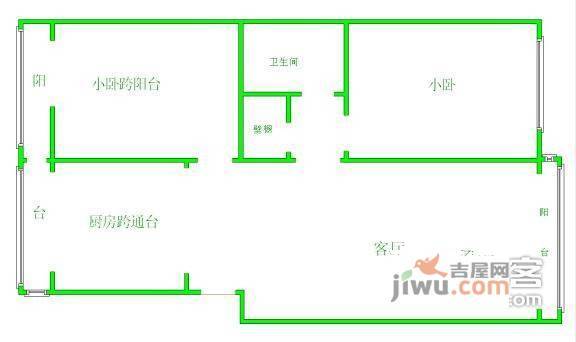 风尚公寓2室1厅1卫104㎡户型图