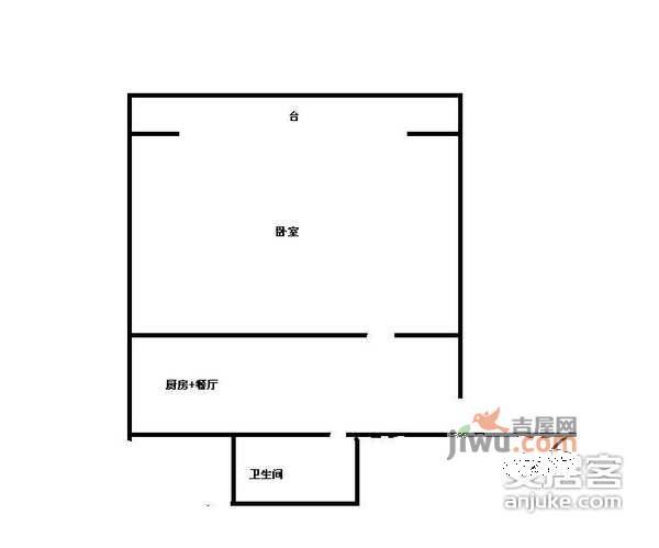 金昆里1室1厅1卫52㎡户型图