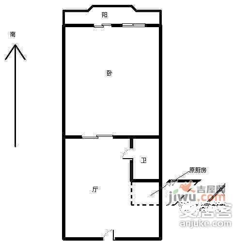 存诚里1室1厅1卫36㎡户型图