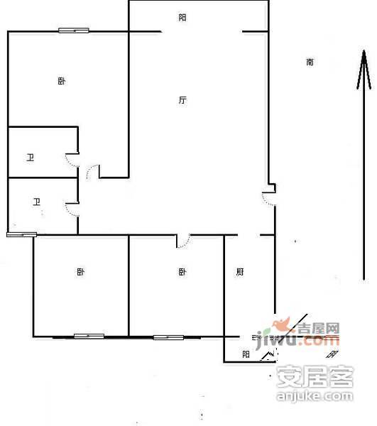 欧亚花园2室1厅1卫64㎡户型图