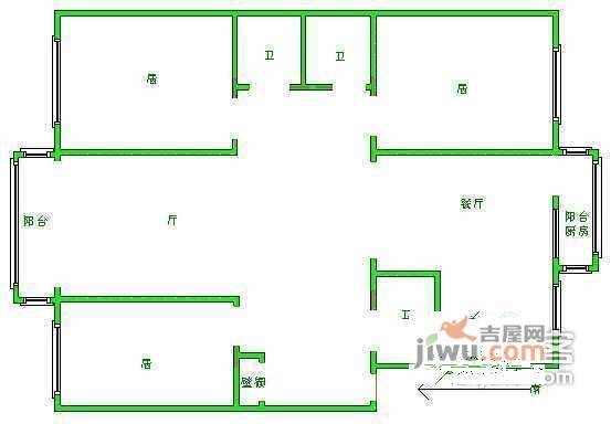 广泰园3室2厅2卫150㎡户型图