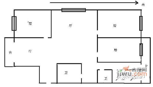 华光里3室2厅2卫175㎡户型图