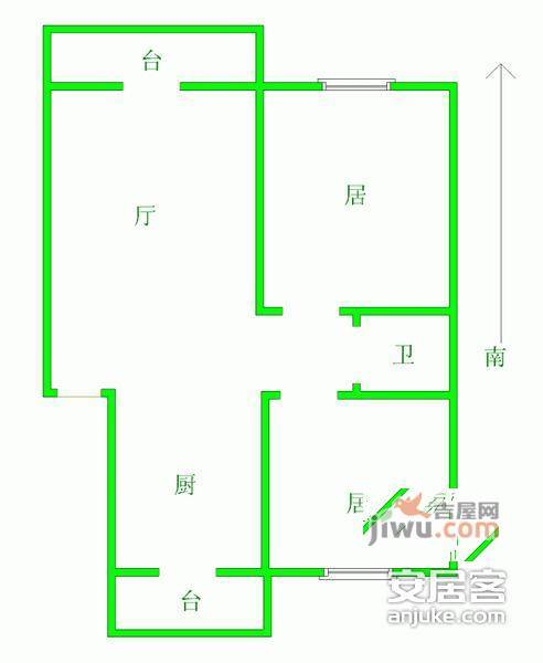 立达公寓3室2厅1卫户型图