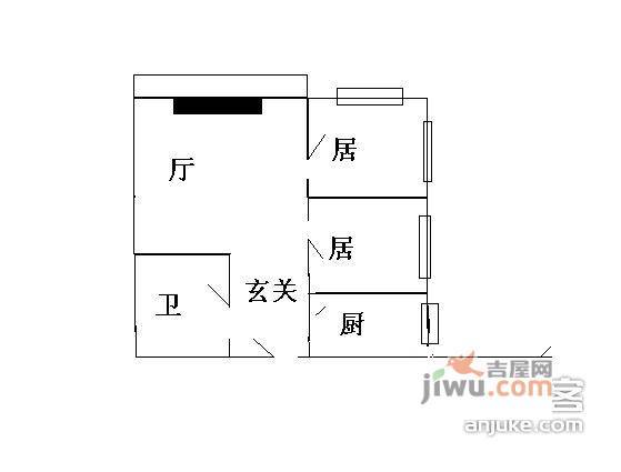 立达公寓2室1厅2卫户型图