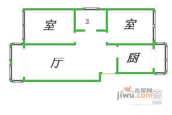 水蓝花园2室1厅1卫105㎡户型图