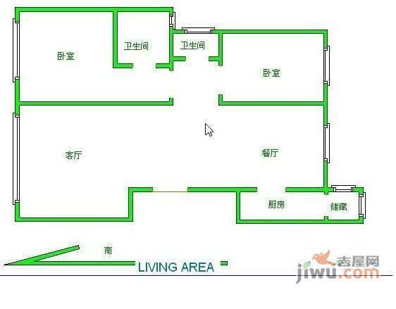 爱丽榭2室2厅2卫127㎡户型图