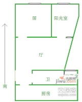 新都大厦小区1室1厅1卫74㎡户型图