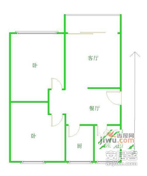 日照公寓2室1厅1卫122㎡户型图