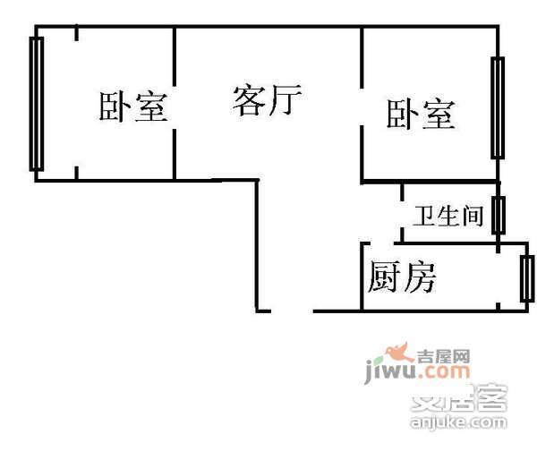 日照公寓2室1厅1卫122㎡户型图