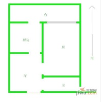 园丁公寓1室1厅1卫48㎡户型图
