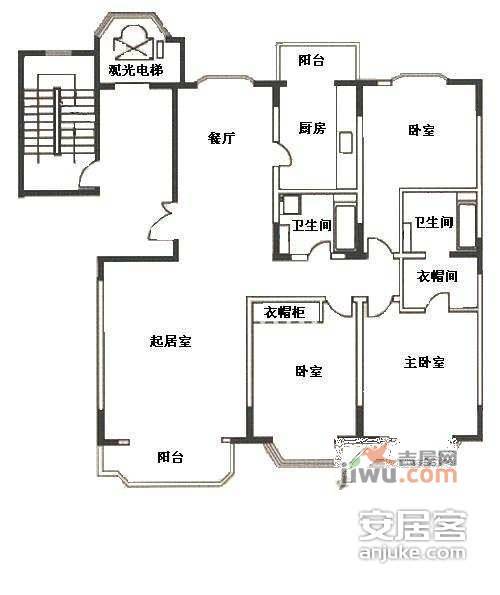 富力城天越园4室2厅4卫户型图