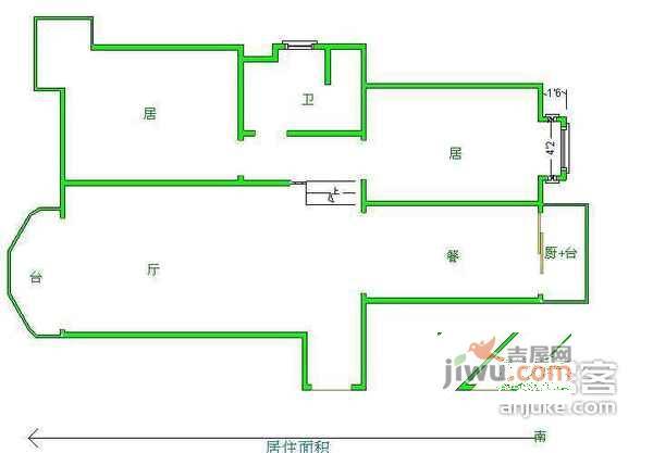 富力城天越园3室1厅1卫135㎡户型图