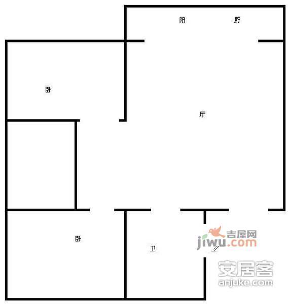 瑞康花园2室1厅1卫92㎡户型图