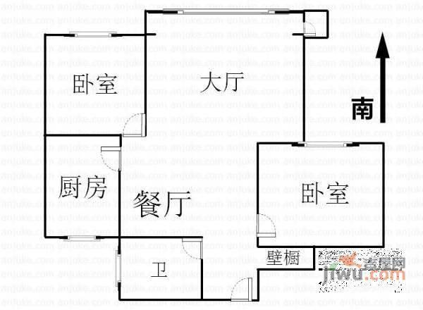 世纪向阳居2室2厅1卫108㎡户型图