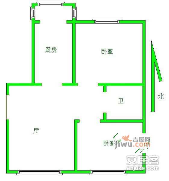 宏达公寓2室1厅1卫105㎡户型图