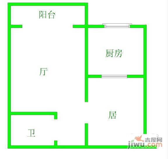 长安里1室1厅1卫41㎡户型图