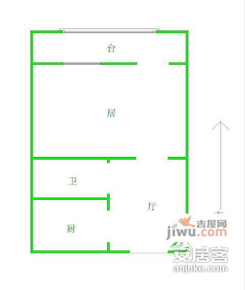 长安里1室1厅1卫41㎡户型图