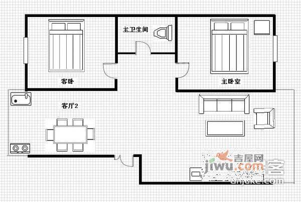 北岸华庭2室2厅1卫123㎡户型图