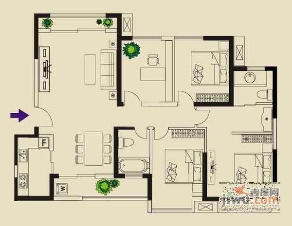 北岸华庭4室2厅2卫256㎡户型图