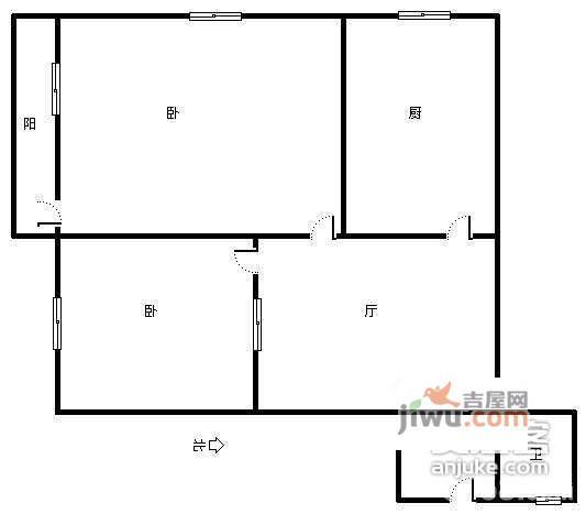 玉容花园2室1厅1卫108㎡户型图