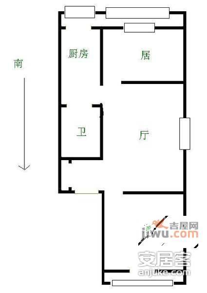 飞云东里2室1厅1卫92㎡户型图