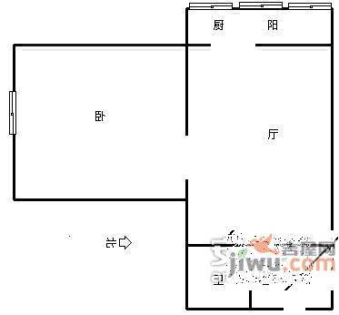 桃花园南里1室1厅1卫42㎡户型图