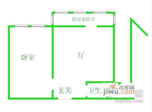 桃花园南里1室1厅1卫42㎡户型图