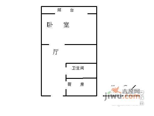 昆璞里1室1厅1卫43㎡户型图