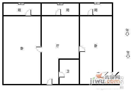 郁江南里2室1厅1卫69㎡户型图