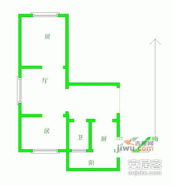 强宜里2室1厅1卫65㎡户型图