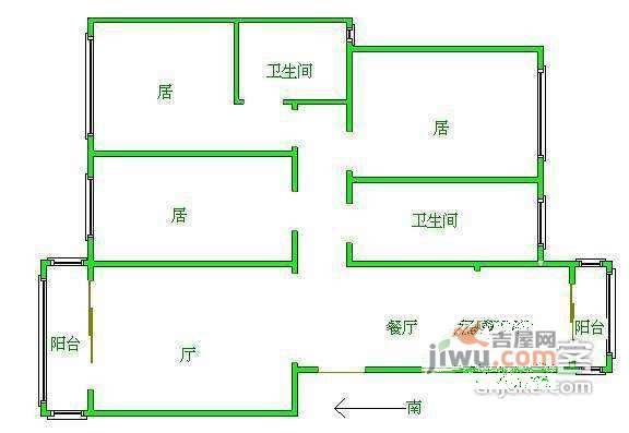 富山花园3室1厅1卫140㎡户型图