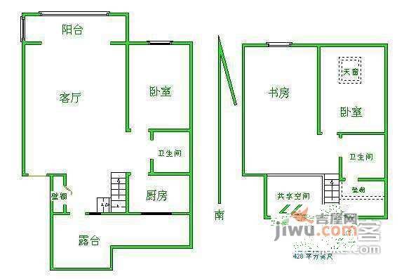 富山花园2室1厅1卫142㎡户型图