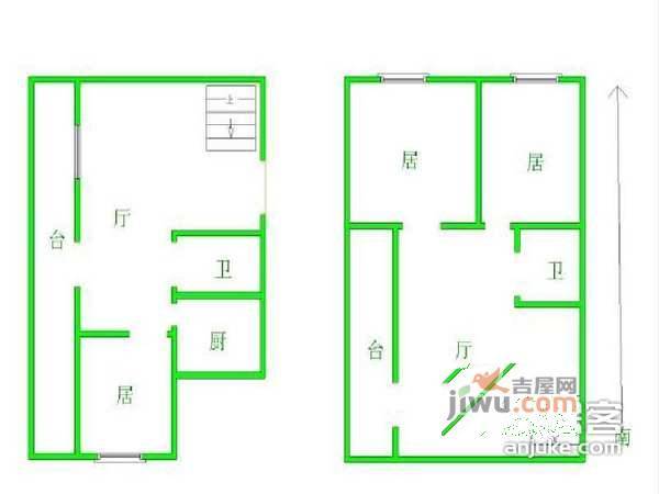 富山花园3室2厅1卫158㎡户型图